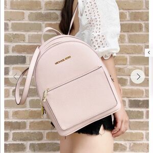 Michael Kors Adina Kenly Backpack Powder Blush Pink Pebbled Leather NWT